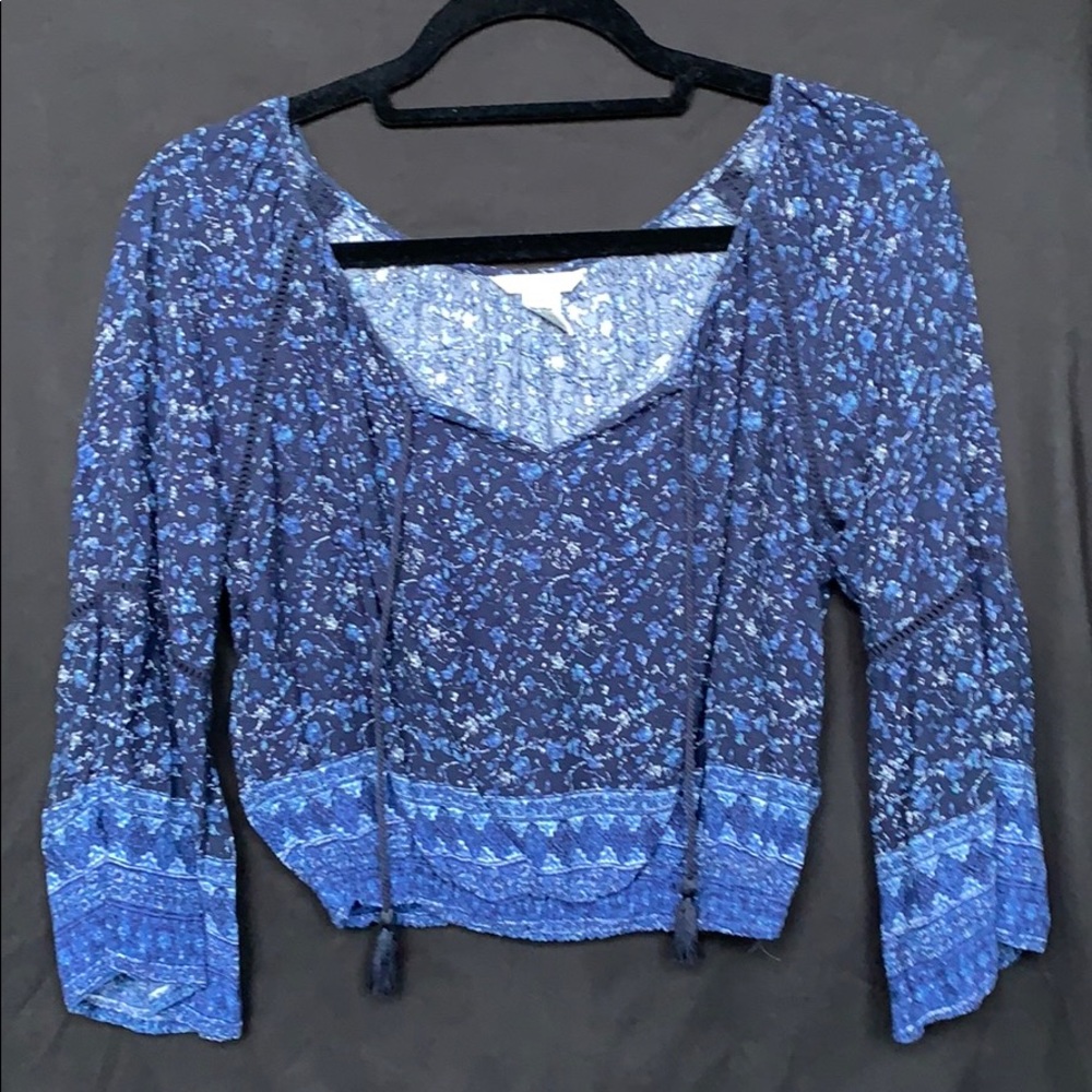 Blue bohemian crop top